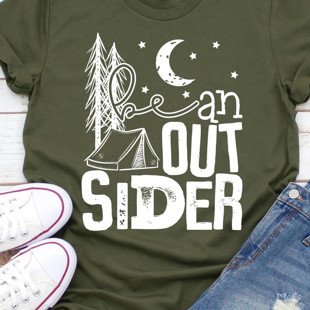 Size small green NEW camping T-shirt